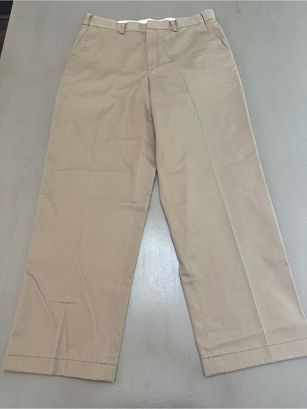 LL Bean Comfort Waist Chino Pants Men 34x30 Khaki Beige Cotton Twill Trousers⁠